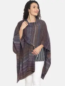 513 Women Purple & Brown Woven Design Acrylic Kimono Shrug