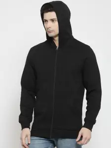 Kalt Men Black Solid Hooded Sweatshirt