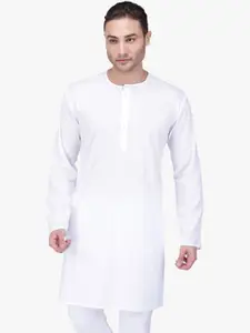 RAJUBHAI HARGOVINDAS Men White Solid Straight Kurta