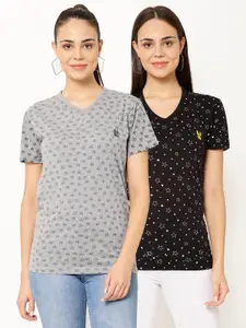 MACK JONNEY Women Pack Of 2 Printed V-Neck T-shirt