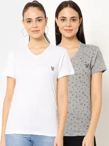 MACK JONNEY Women Pack Of 2 Printed V-Neck T-shirt