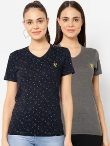 MACK JONNEY Women Pack Of 2 Solid V-Neck T-shirt