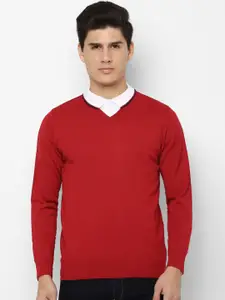 Allen Solly Men Red Solid Pullover Sweater
