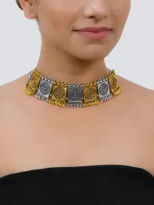 Silvermerc Designs Trendy Gold-Plated & Silver-Plated Temple Design Choker Necklace