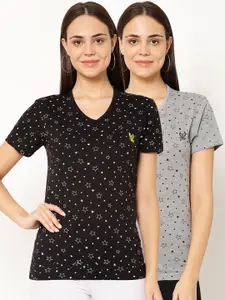 MACK JONNEY Women Pack Of 2 Printed V-Neck T-shirt