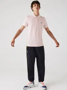 Lacoste Men Pink Solid Polo Collar T-shirt