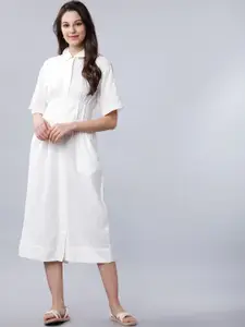 Tokyo Talkies Women White Solid Shirt Dress