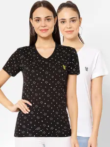 MACK JONNEY Women Pack Of 2 Printed V-Neck T-shirt
