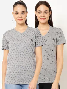 MACK JONNEY Women Pack Of 2 Printed V-Neck T-shirt