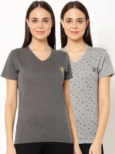 MACK JONNEY Women Pack Of 2 Solid V-Neck T-shirt