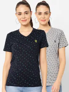 MACK JONNEY Women Pack Of 2 Printed V-Neck T-shirt