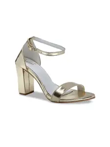 Misto Women Gold-Toned Solid Block Heels