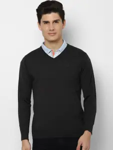 Allen Solly Men Black Solid Pullover Sweater