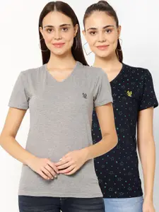 MACK JONNEY Women Pack Of 2 Solid V-Neck T-shirt