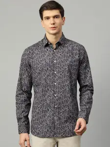 LINDBERGH Men Purple & Grey Slim Fit Floral Printed Casual Shirt