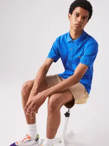 Lacoste Men Blue Solid Round Neck Pure Cotton T-shirt