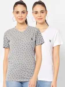 MACK JONNEY Women Pack Of 2 Printed V-Neck T-shirt