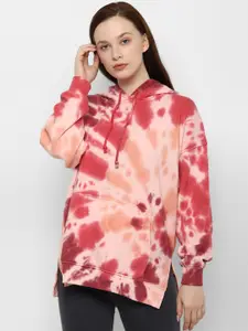 AMERICAN EAGLE OUTFITTERS Women Pink & Beige Printed Hooded Sweatshirt