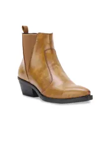Bruno Manetti Women Tan Brown Solid Heeled Boots