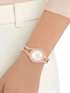 SWAROVSKI Women White & Gold-Toned Analogue Watch