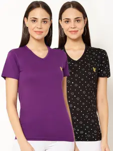 MACK JONNEY Women Pack Of 2 Printed V-Neck T-shirt