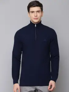 GANT Men Blue Self Design Woollen Pullover Sweater