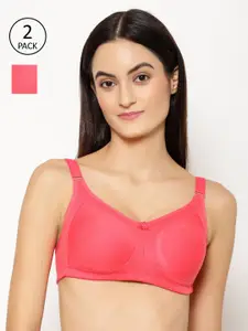 Floret Pack of 2 Pink Solid Non-Wired Non Padded Everyday Bras T3033