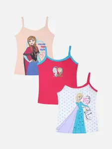 Bodycare Kids Girls Pack Of 3 Pink & White Frozen Printed Innerwear Vest