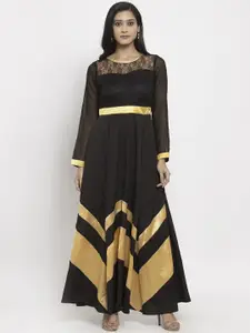 Karmic Vision Women Black Self Design Maxi Dress