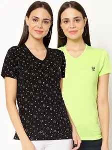 MACK JONNEY Women Pack Of 2 Printed V-Neck T-shirt