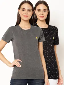MACK JONNEY Women Pack of 2 Round Neck T-shirts