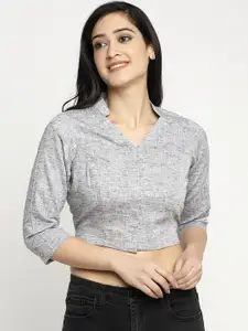 Ayaany Women Grey Solid Pure Cotton Top