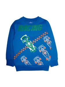 KiddoPanti Boys Blue Printed Sweatshirt