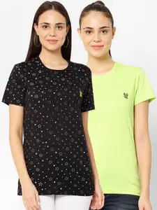 MACK JONNEY Women Multicoloured Printed Round Neck T-shirt