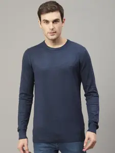 LINDBERGH Men Navy Blue Solid Knitted Pullover