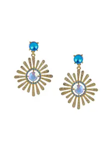 Estele Blue & Gold-Plated Spiked Drop Earrings