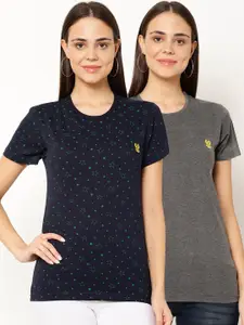 MACK JONNEY Women Pack Of 2 Solid Round Neck T-shirt