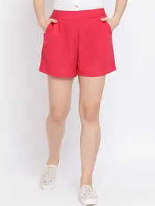 Oxolloxo Women Fuchsia Solid Regular Fit Regular Shorts
