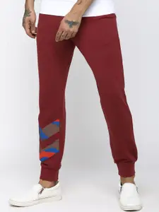 Huetrap Men Burgundy Solid Straight-Fit Joggers