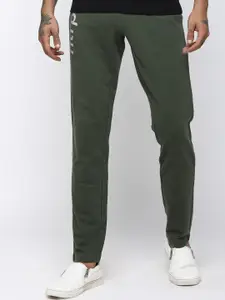 Huetrap Men Olive Green Solid Straight-Fit Track Pants