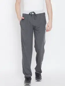 Duke Men Grey Solid Straight-Fit Track Pants