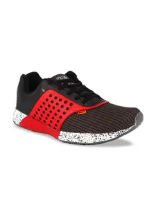 Sparx Men Brown & Red Woven Design Mesh Mid-Top Running Shoes