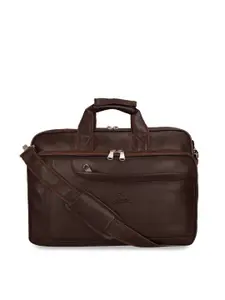 Leather World Unisex Coffee Brown Solid Laptop Bag