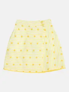 ELLE Girls Yellow & White Striped A-Line Skirt