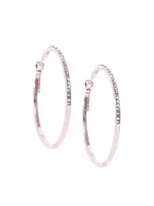 OOMPH Gold-Toned & White Circular Hoop Earrings