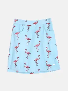 ELLE Girls Blue & Pink Printed A-Line Skirt