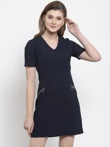 Gipsy Women Navy Blue Solid Sheath Dress