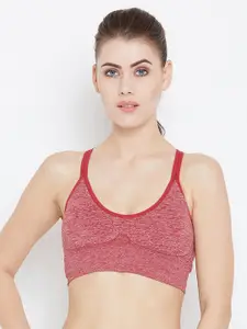 JUMP USA Red Solid Non-Wired Lightly Padded Sports Bra 161680-181/103_RR
