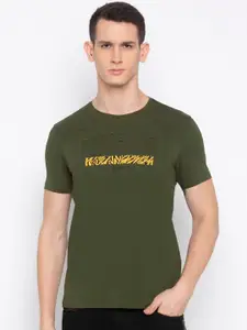 SPYKAR Men Olive Green Printed Round Neck T-shirt