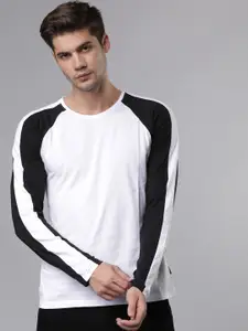 LOCOMOTIVE Men White & Black Solid Round Neck T-shirt